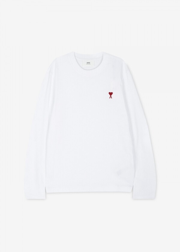 꼬르소밀라노,스크래치_아미 남성 하트 로고 블랑 긴팔티 UTS205 726 100(184696)
