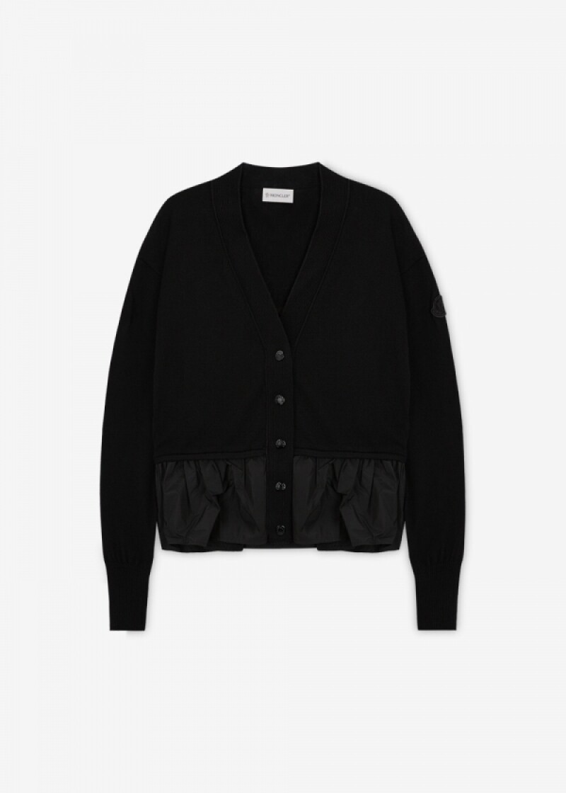몽클레어 여성 로고 패치 블랙 가디건 9B00038 M4066 999