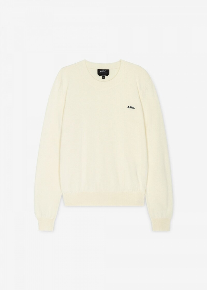 스크래치_아페쎄 여성 로고 자수 에크루 니트 COEZJ F23294 AAD(186038)