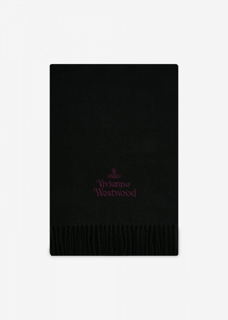 비비안웨스트우드 남성 로고 자수 블랙 머플러 81030007 W00Q7 N401