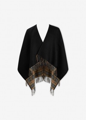 버버리 여성 체크 리버시블 블랙 케이프 8077897