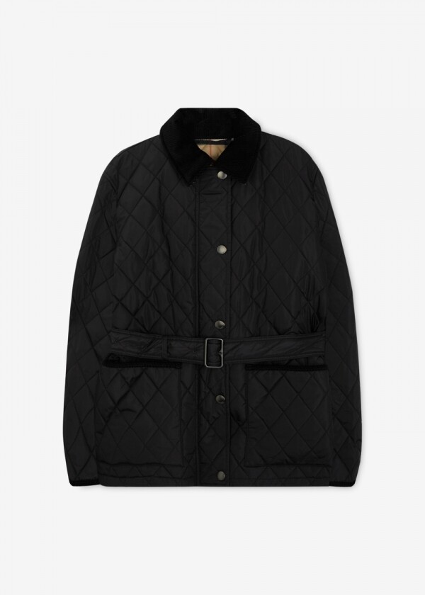 꼬르소밀라노,버버리 여성 칠턴 벨티드 블랙 퀼팅자켓 8110378