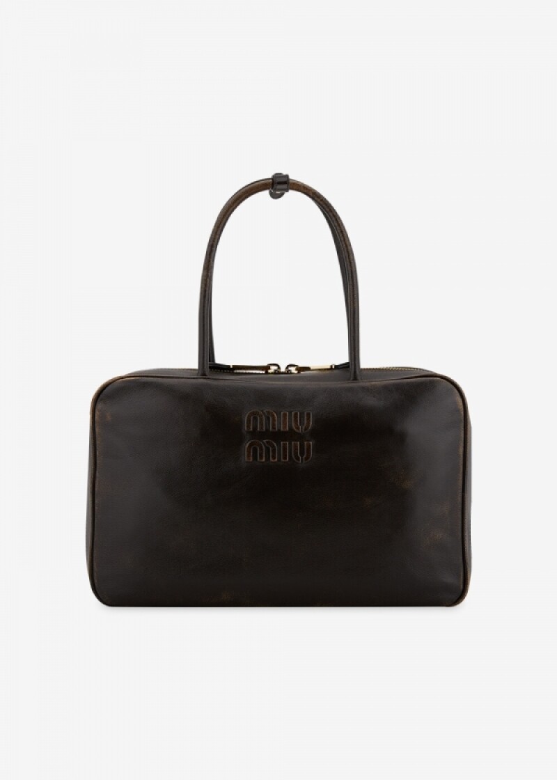 미우미우 여성 로고 커피 토트백 5BB117 AF6P F0201