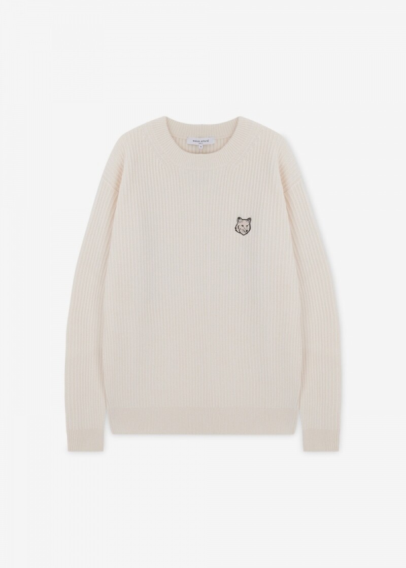 메종키츠네 남성 폭스 헤드 에크루 니트 PM00811KT1149 EC