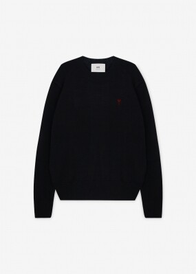 아미 남성 하트 로고 블랙 니트 HKS826 001 009