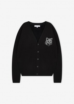 메종키츠네 남성 폭스 헤드 블랙 가디건 PM00509KM0329 0391