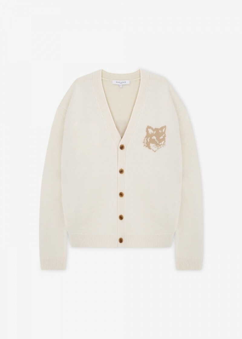 메종키츠네 남성 폭스 헤드 에크루 가디건 PM00509KM0329 0395