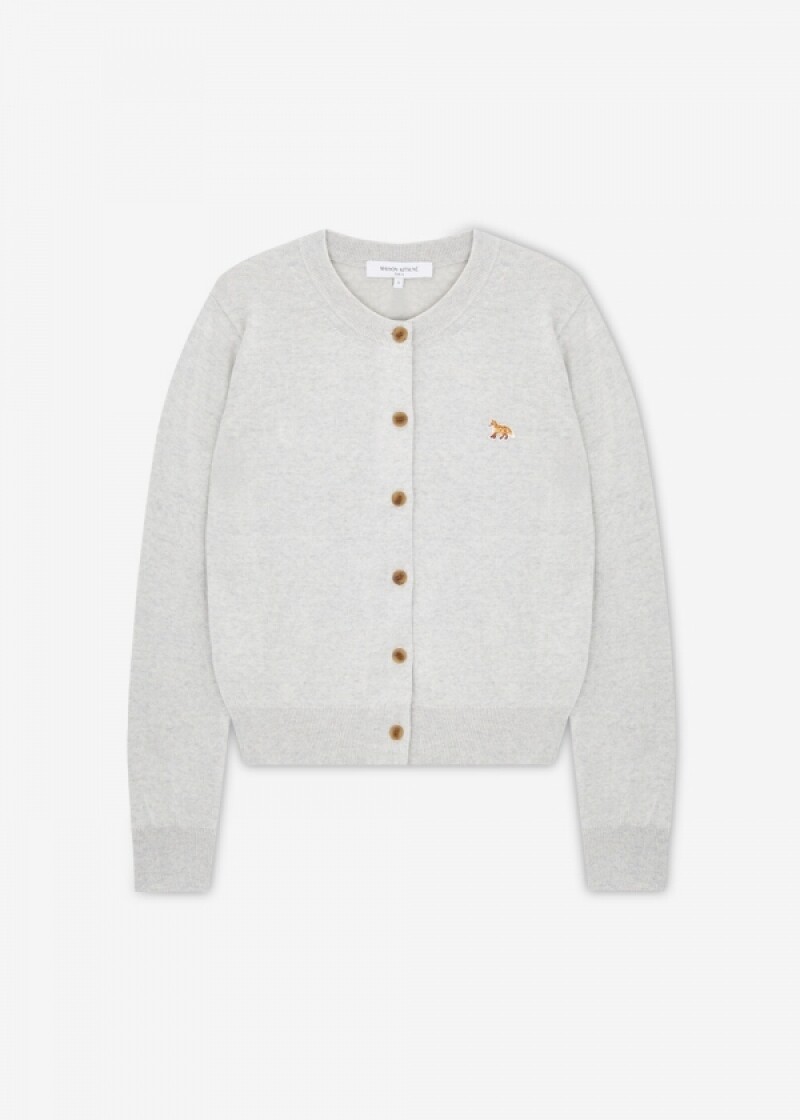 메종키츠네 여성 베이비 폭스 라이트 그레이 멜란지 가디건 PW00502KT1181 LGM