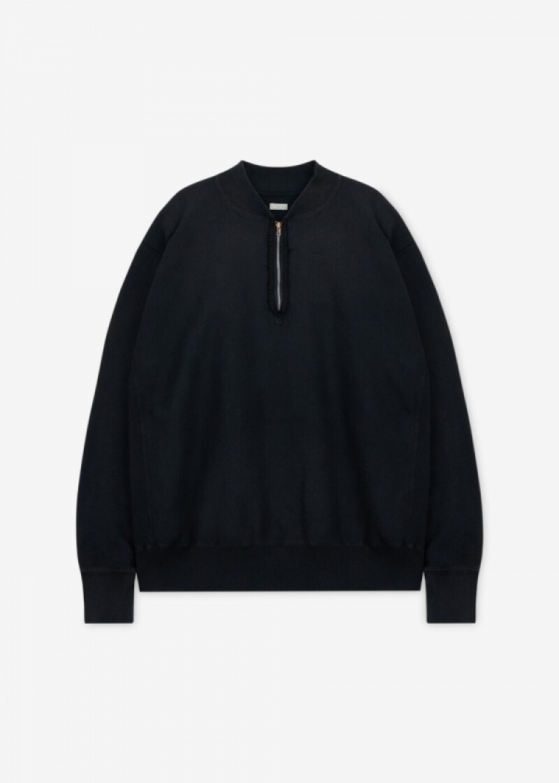 아프레쎄 남성 빈티지 하프 집업 블랙 맨투맨 26SAP-05-11 BLACK