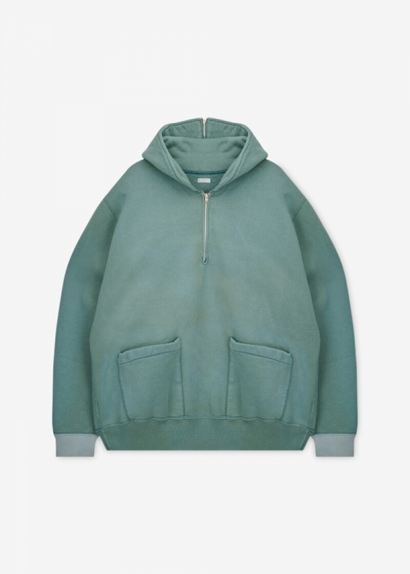 아프레쎄 남성 빈티지 반집업 그린 후드티 26SAP-05-13 GREEN