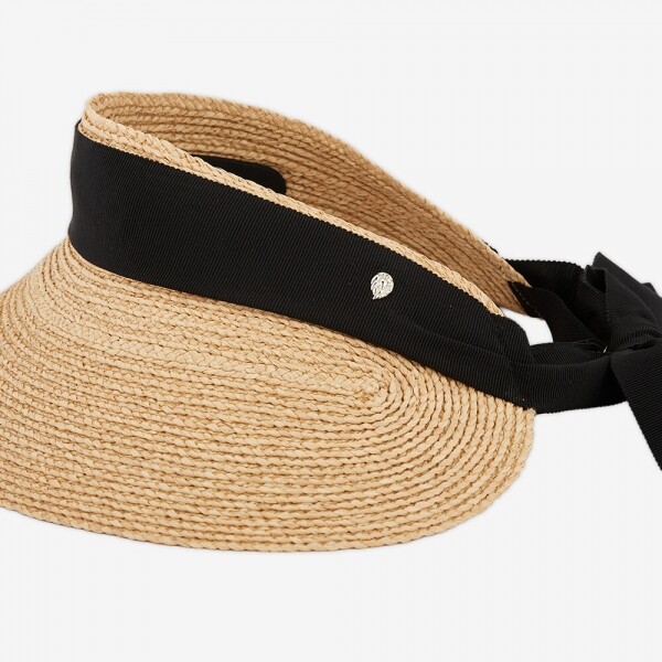 꼬르소밀라노,헬렌카민스키 여성 사비나 라피아 내추럴/블랙 바이저햇 HAT51251 NATURAL BLACK