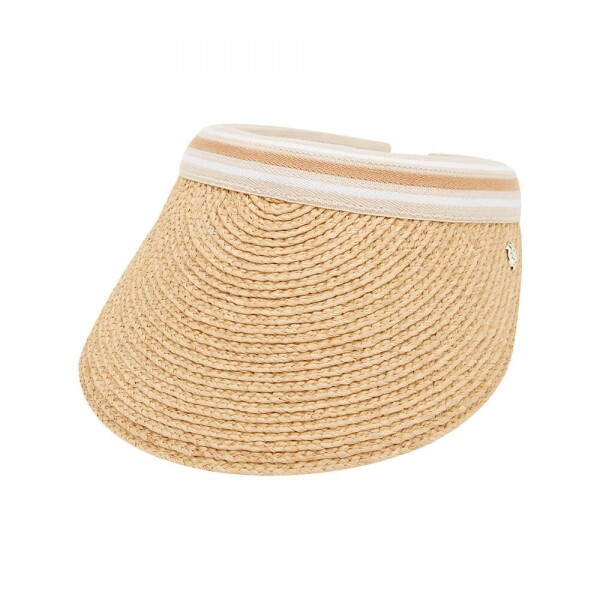 꼬르소밀라노,헬렌카민스키 여성 비앙카 네추럴/누가 스트라이프 바이저햇 HAT50265 Natural Nougat Stripe